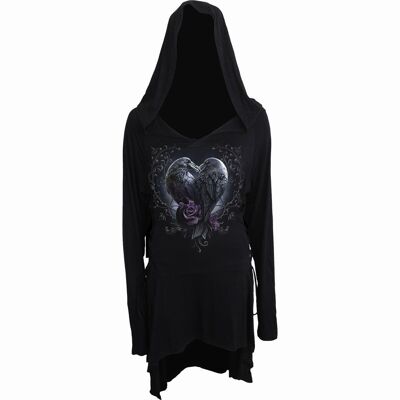 RAVEN HEART - Black Widow Gothic Hooded Dress