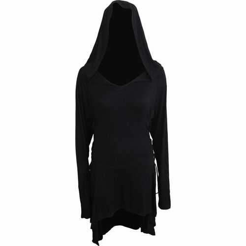 GOTHIC ELEGANCE - Black Widow Gothic Hooded Dress