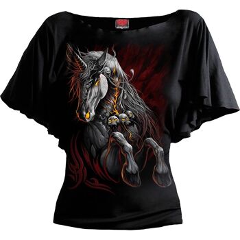 INFERNAL UNICORN - Haut Col Bateau Manches Chauve Souris Noir 10