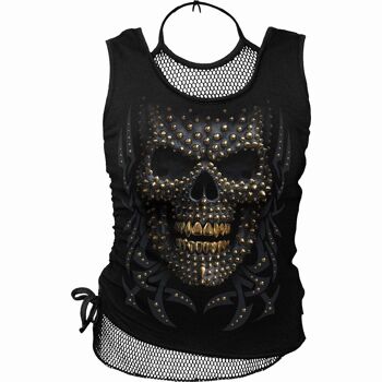 BLACK GOLD - Top 2en1 Neck Tie Mesh Noir 4