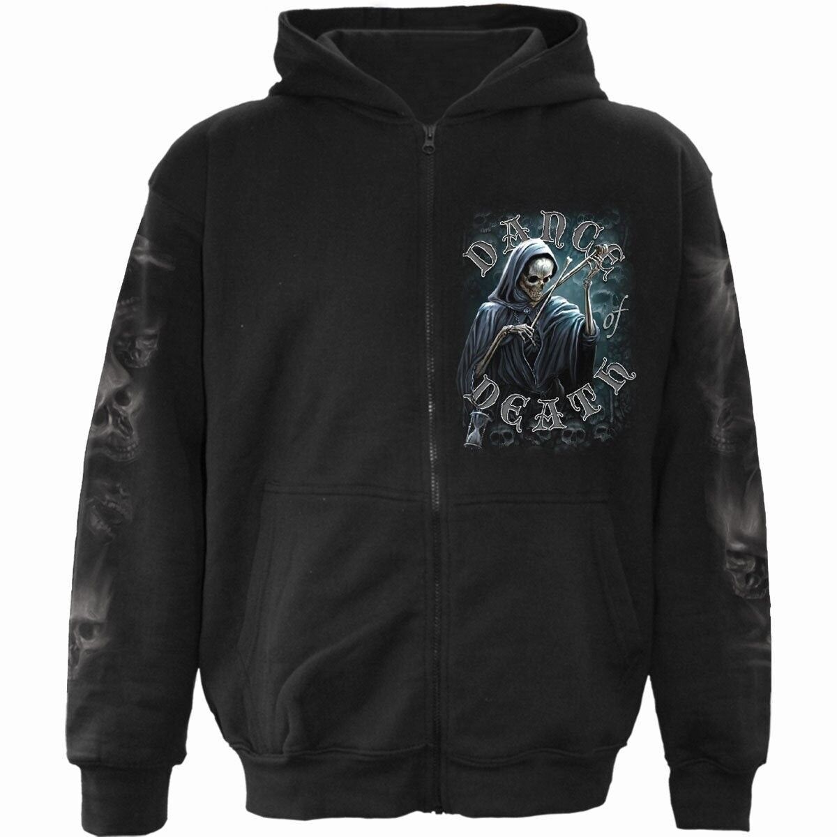 DANCE OF DEATH - Felpa con zip intera nera