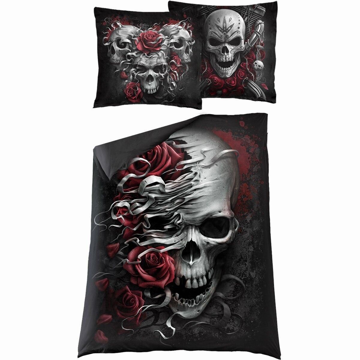 SKULLS N' ROSES - Copripiumino singolo + federa UK e EU