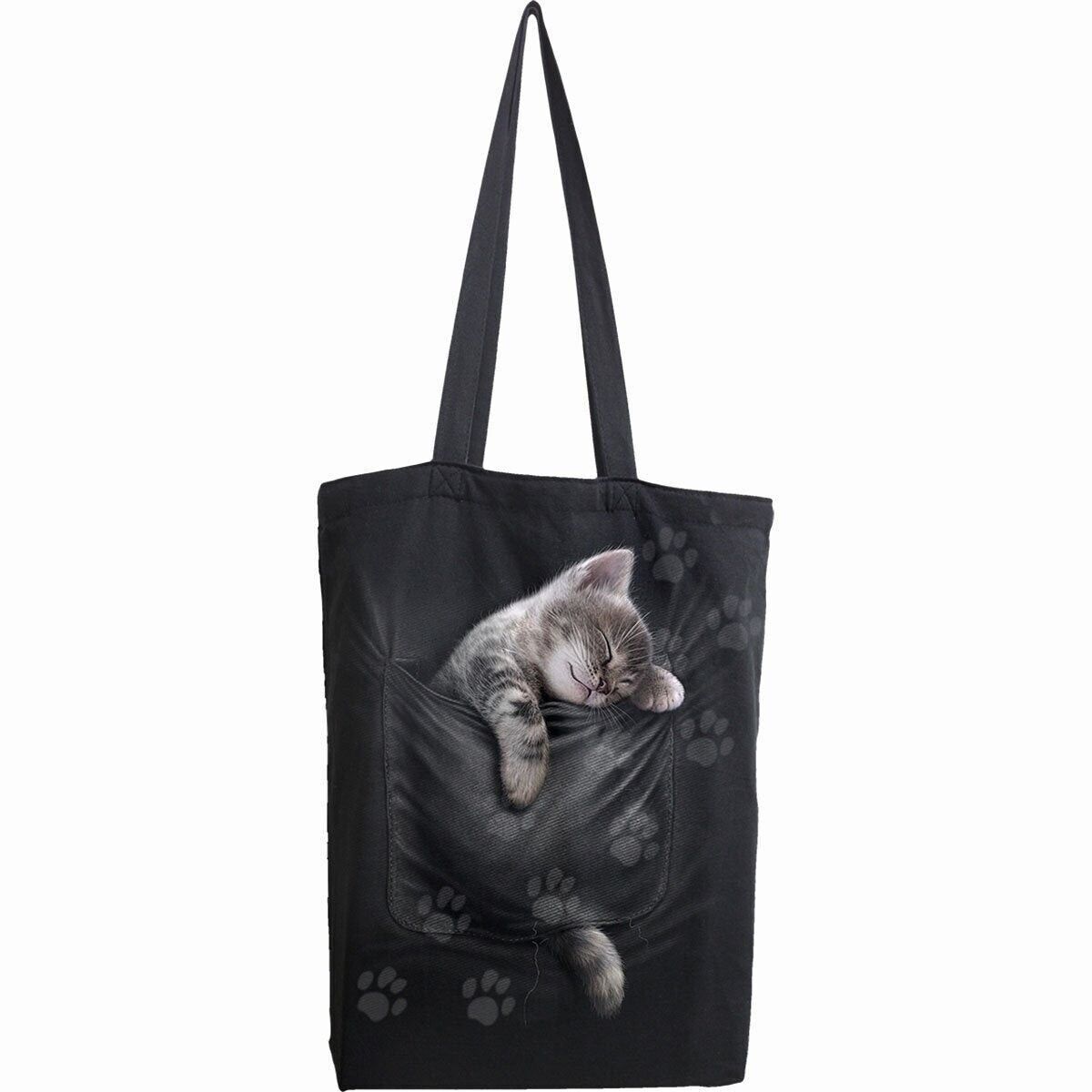 POCKET KITTEN - Borsa 4 Life - Borsa tote con manico lungo in tela 80z
