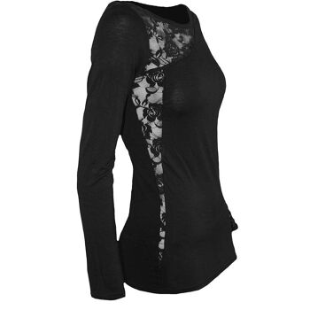 GOTHIC ELEGANCE - Top Dentelle Asymétrique Noir 3