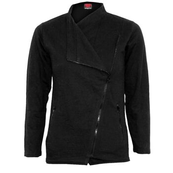 METAL STREETWEAR - Blouson Motard Femme Zip Oblique Noir 2