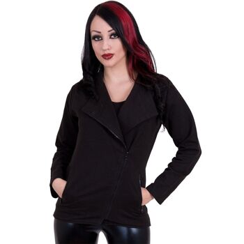 METAL STREETWEAR - Blouson Motard Femme Zip Oblique Noir 4