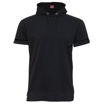 URBAN FASHION - T-shirt à capuche en coton fin Noir 2