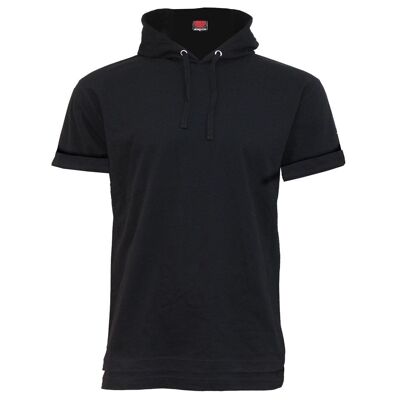 URBAN FASHION - T-Shirt Hoody aus feiner Baumwolle Schwarz