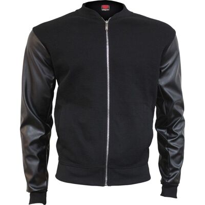 URBAN FASHION - Bomber Jacket With Pu Leather Sleeves