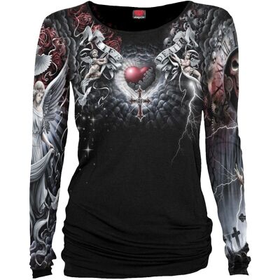 LIFE AND DEATH CROSS - Allover Baggy Top  Black
