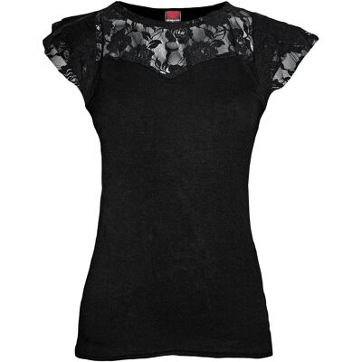 GOTHIC ELEGANCE - Lace Layered Cap Sleeve Top Black