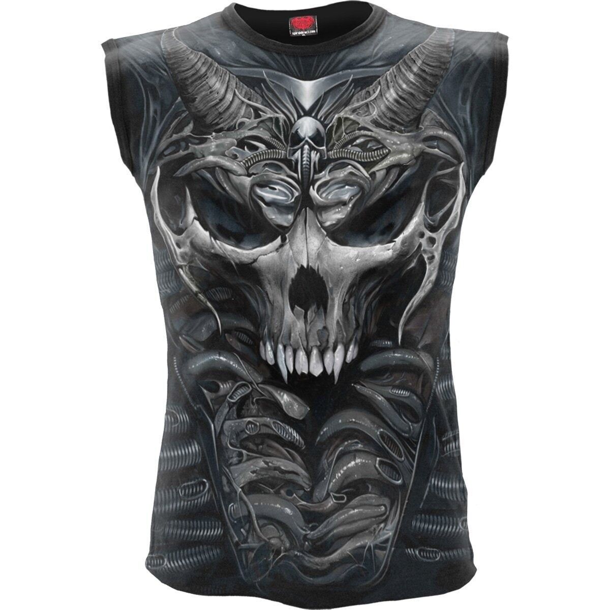 SKULL ARMOR - T-shirt senza maniche allover nera