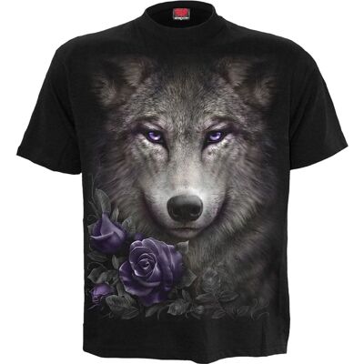 WOLF ROSES - T-Shirt Imprimé Devant Noir