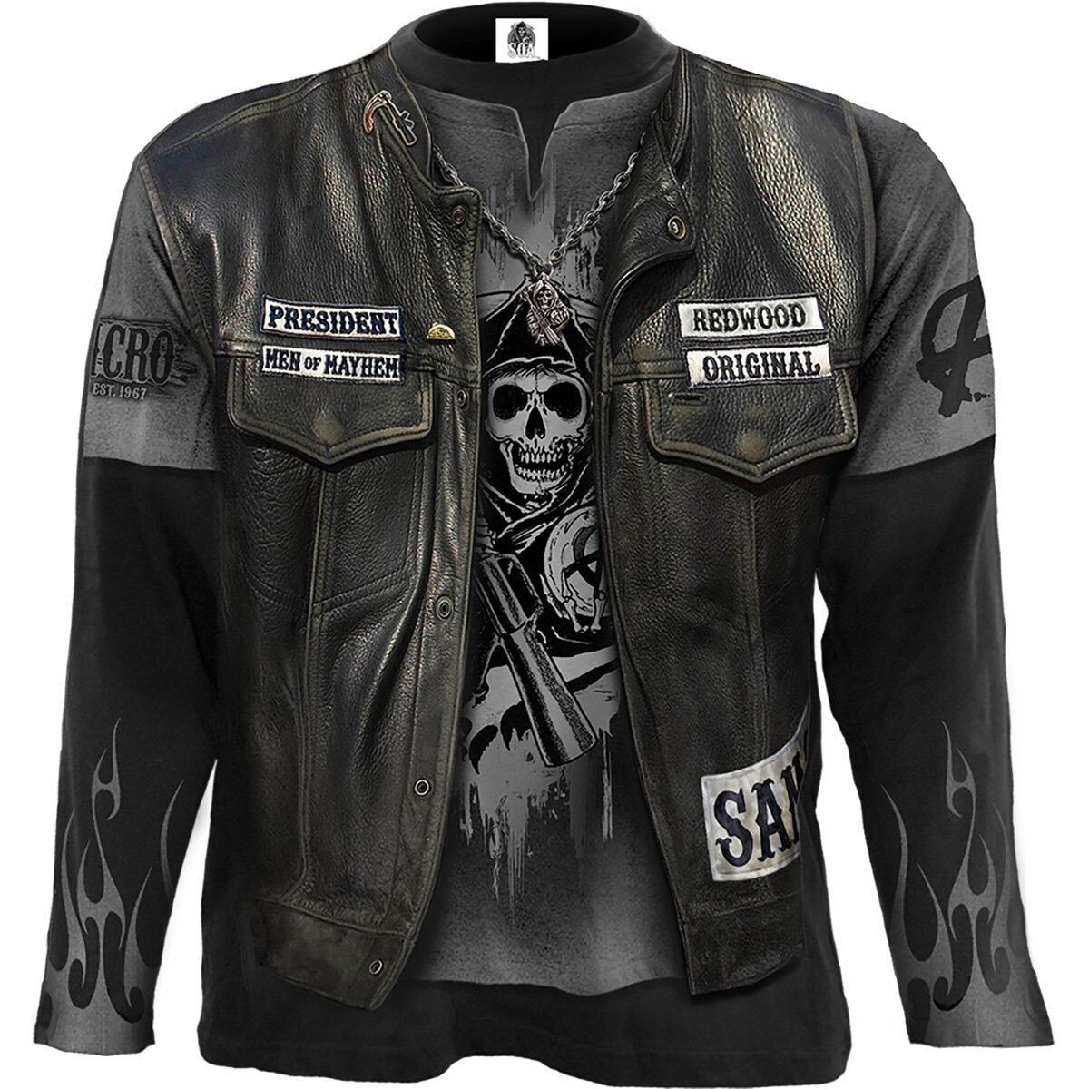 JAX WRAP - T-shirt a maniche lunghe allover nera