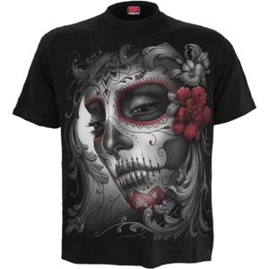 SKULL ROSES - T-Shirt Imprimé Devant Noir