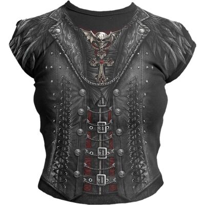 GOTHESS WRAP - Top de manga casquillo Allover Black