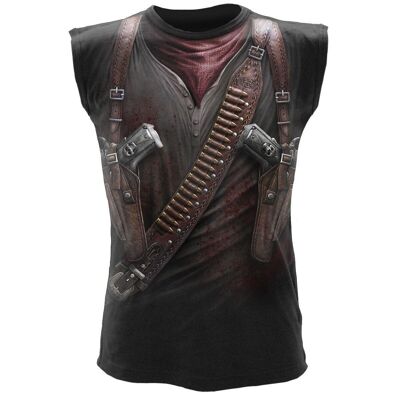 HOLSTER WRAP - T-shirt senza maniche allover nera