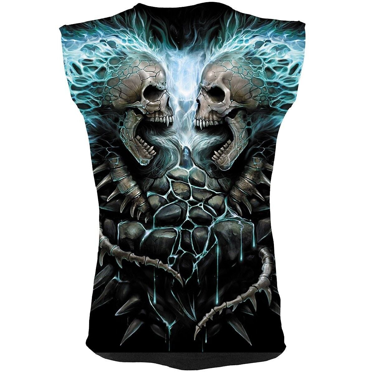 FLAMING SPINE - T-shirt senza maniche allover nera