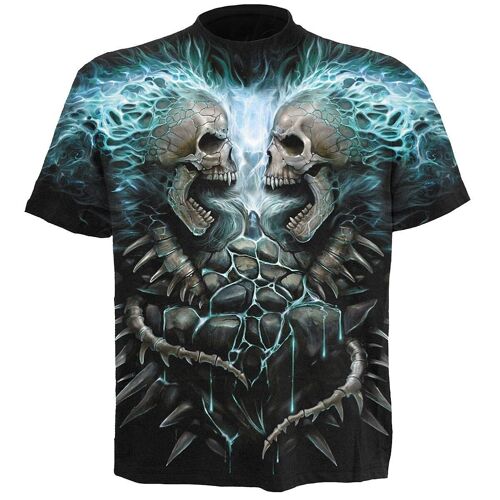 FLAMING SPINE - Allover T-Shirt Black