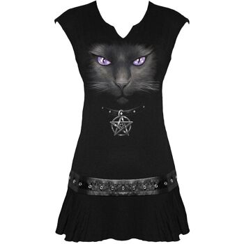 BLACK CAT - Mini Robe Taille Cloutée Noir 2