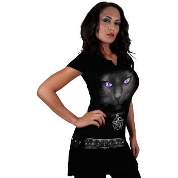 BLACK CAT - Mini Robe Taille Cloutée Noir 3