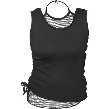 GOTHIC ROCK - Top 2en1 Neck Tie Mesh Noir 4