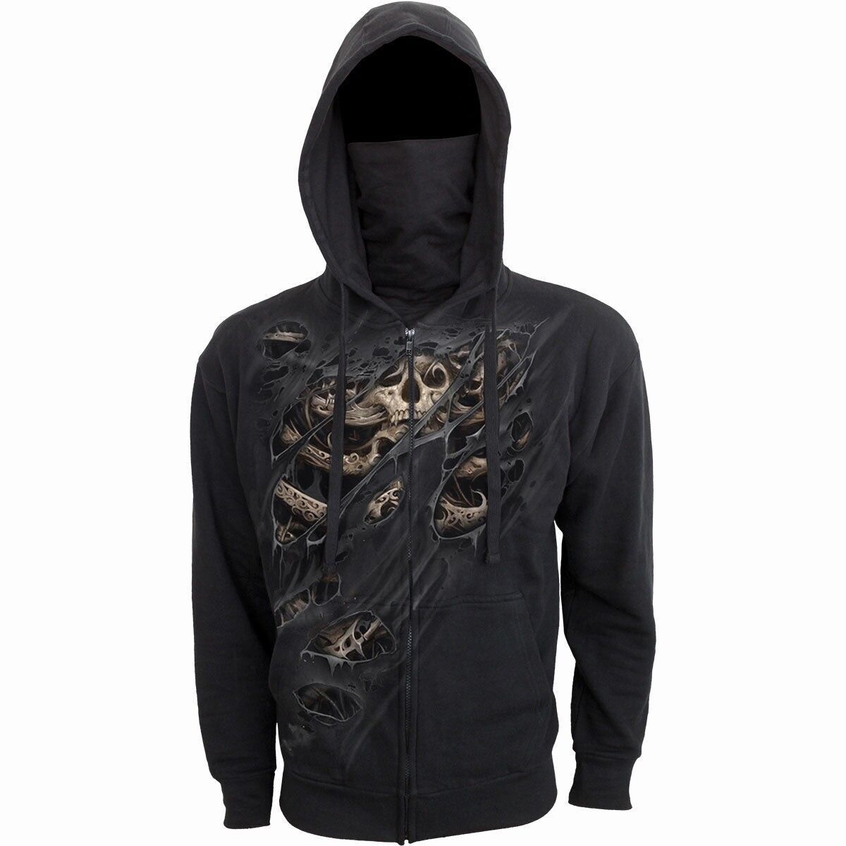 CAGE SKULLS - Felpa con cappuccio con maschera a zip intera 2in1
