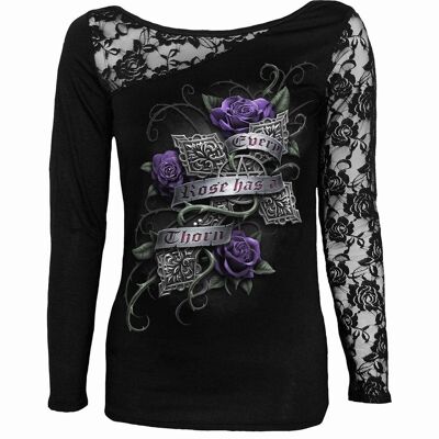 EVERY ROSE - Lace One Shoulder Top Black
