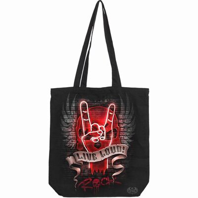 LIVE LOUD - Bag 4 Life - Bolso tote de lona con asa larga de 80 z