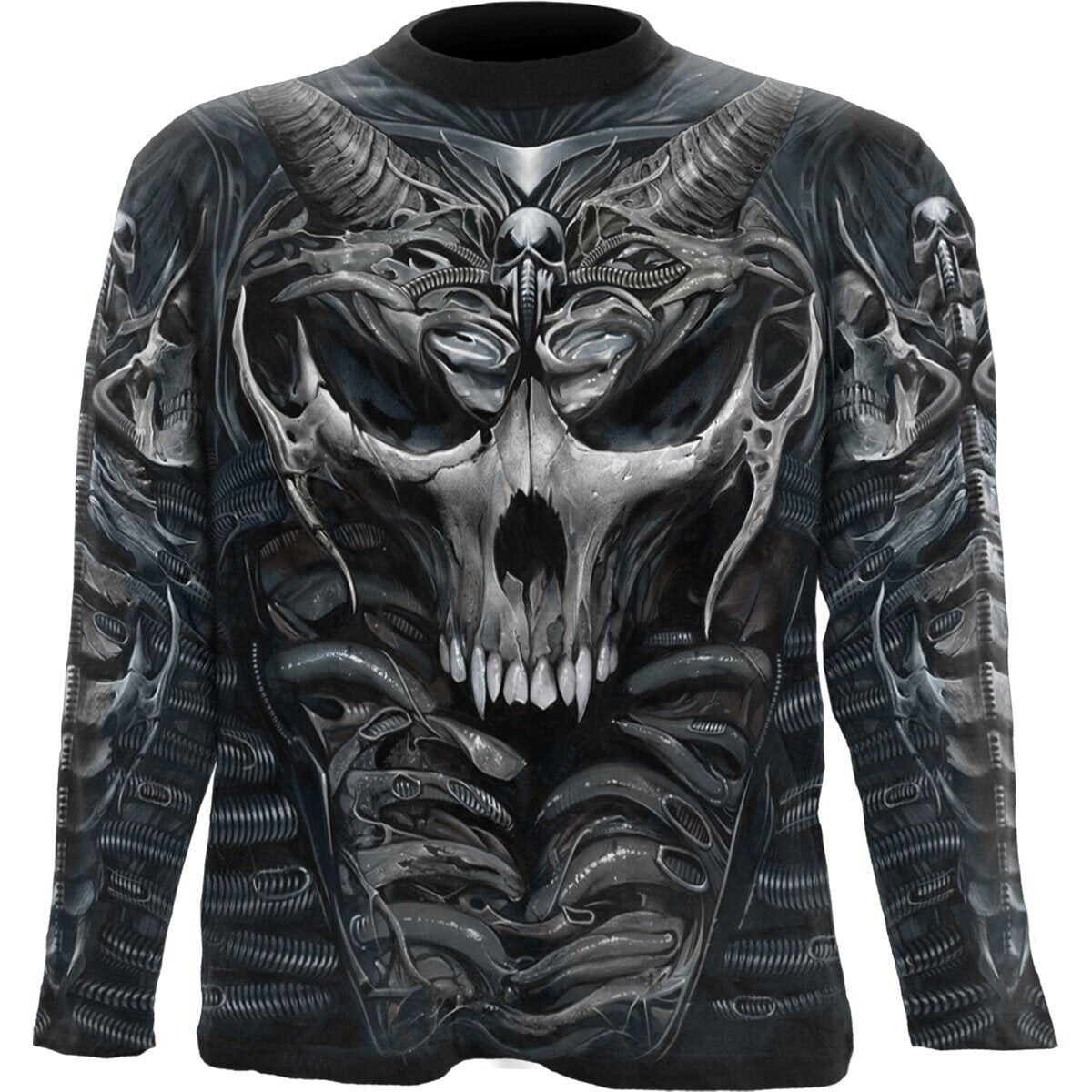 SKULL ARMOR - T-shirt a maniche lunghe allover nera