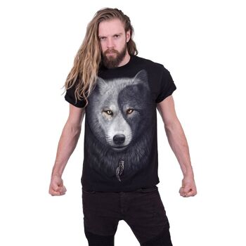 WOLF CHI - T-Shirt Coupe Moderne Manches Revers Noir 7