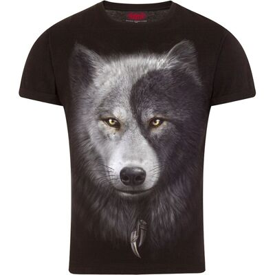 WOLF CHI - T-Shirt Modern Cut Turnup Sleeve Schwarz