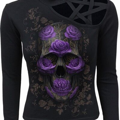 ORNATE SKULL - Pentagram Shoulder Longsleeve Top