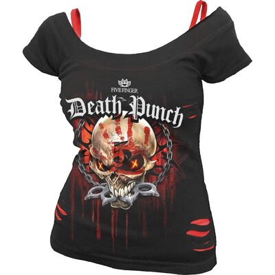 5FDP - ASSASSIN - 2In1 Red Ripped Top Black