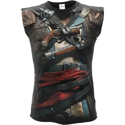 ASSASSINS CREED IV BLACK FLAG - T-Shirt Allover Senza Maniche Nera