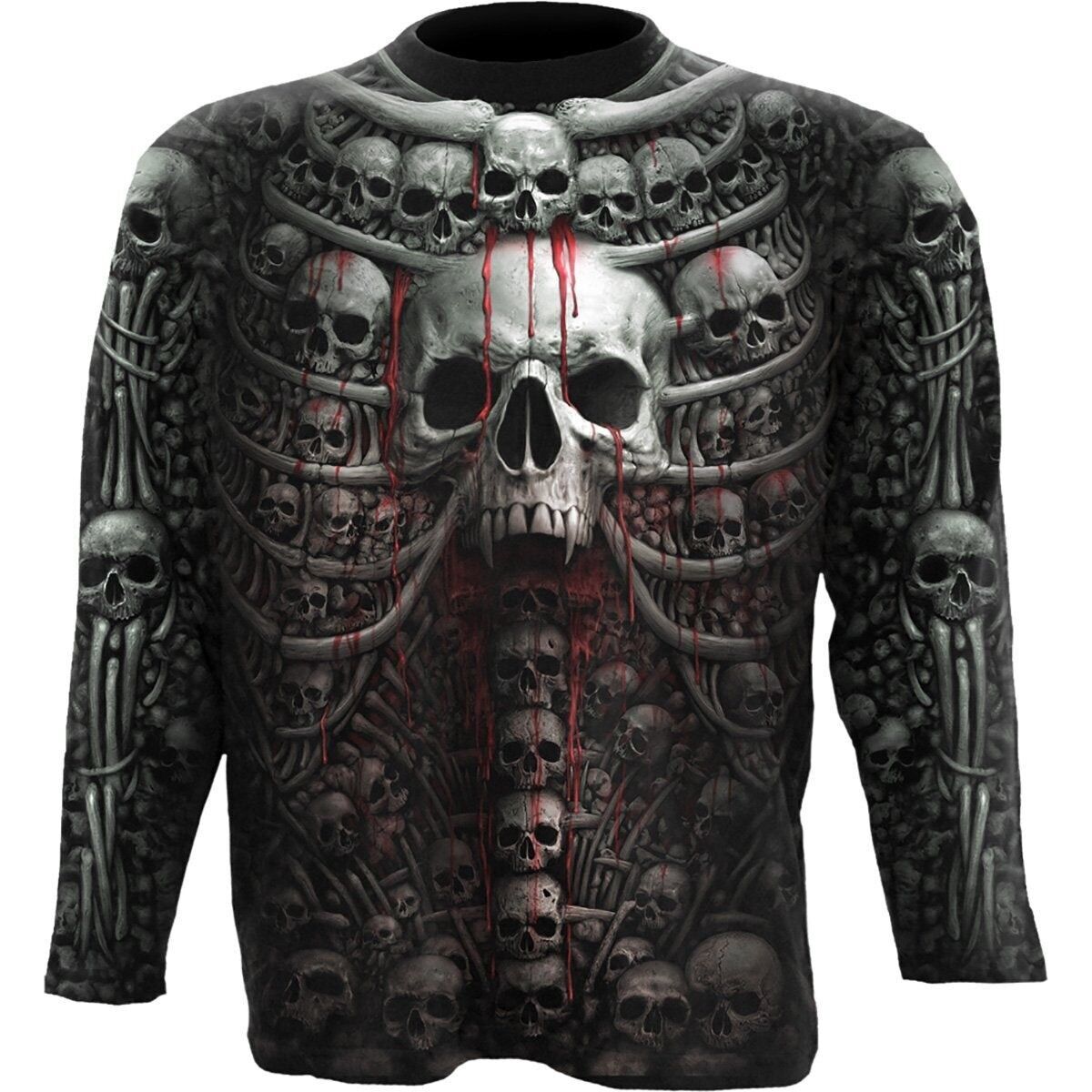 DEATH RIBS - Maglietta a maniche lunghe allover nera