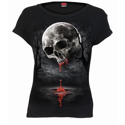 DEATH MOON - Camiseta con cuello barco y manga corta negra