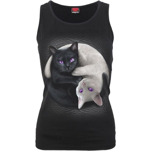 YIN YANG CATS - Razor Back Top Black