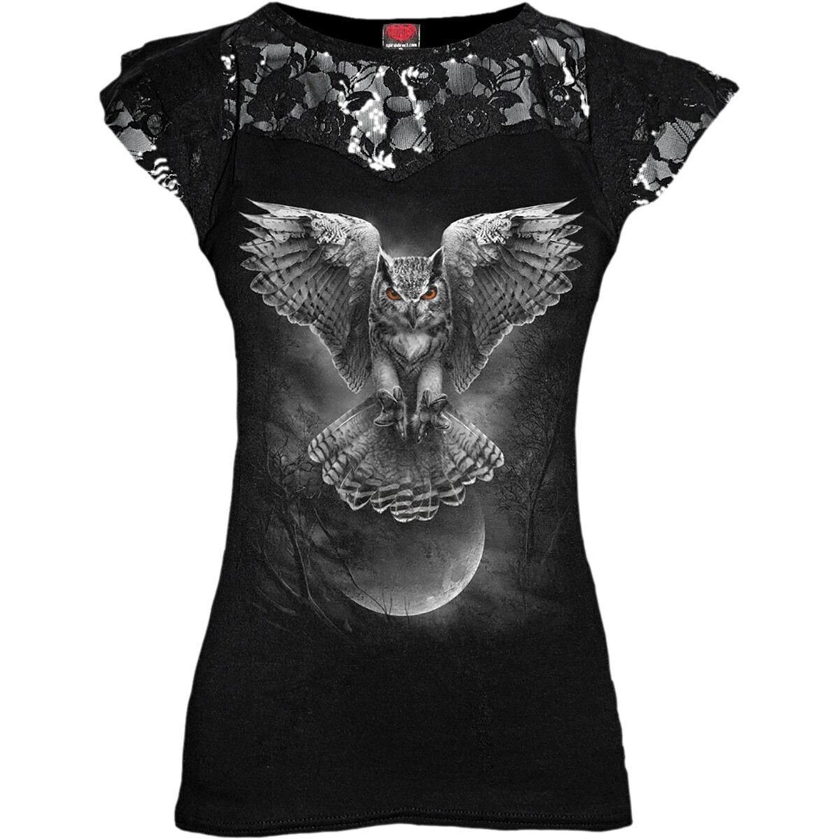 WINGS OF WISDOM - Top con maniche ad aletta in pizzo nero