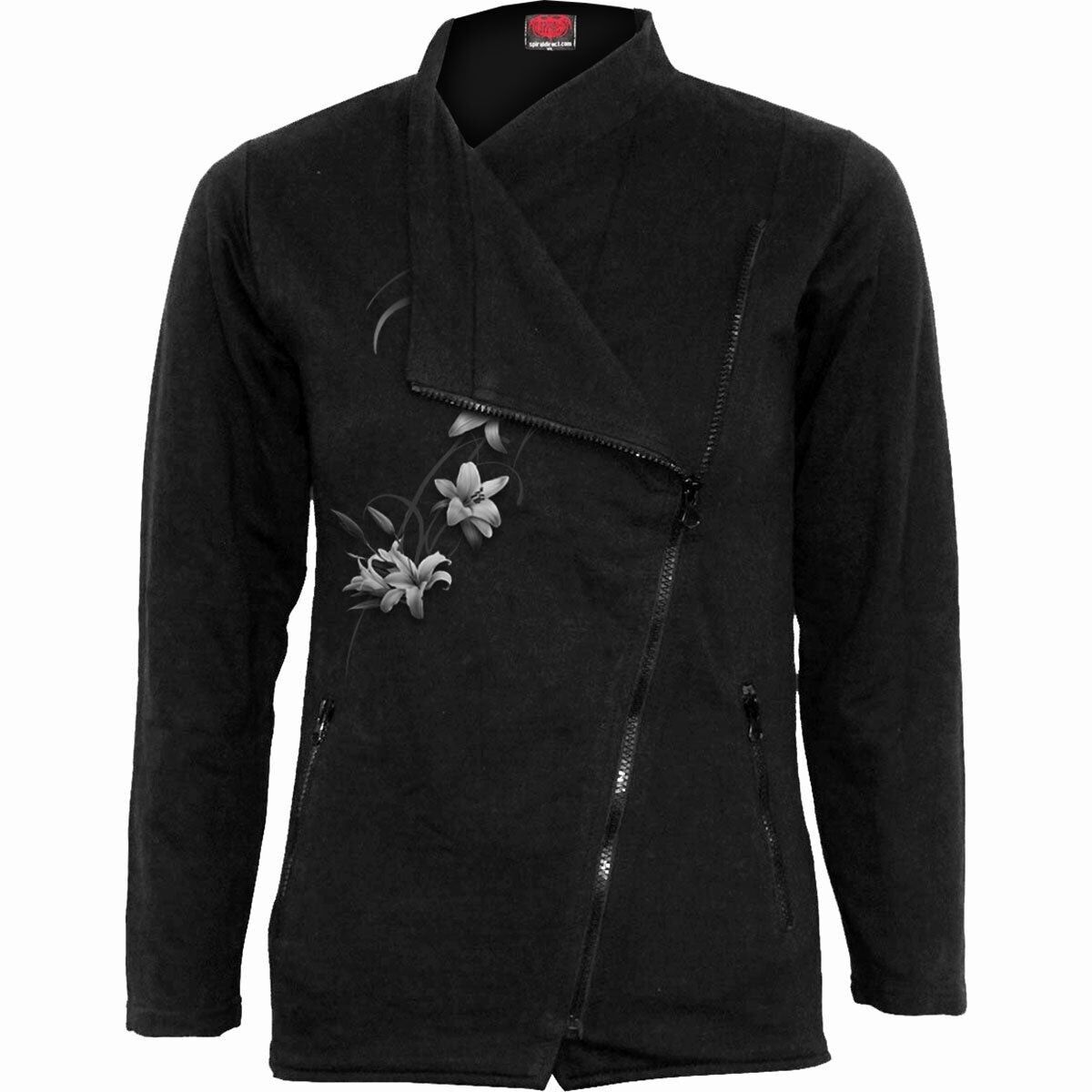 PURE OF HEART - Giacca Biker Donna Slant Zip Nera