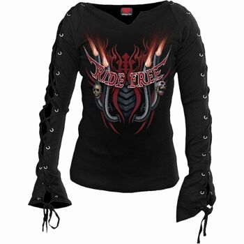 RIDE FREE - Top Manches Lacets Noir 4