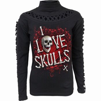 LOVE SKULLS - Haut à manches longues avec fentes en cascade 2