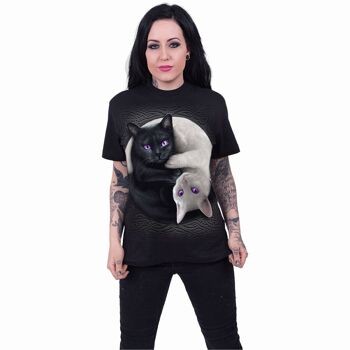 YIN YANG CATS - T-Shirt Imprimé Devant Noir 5