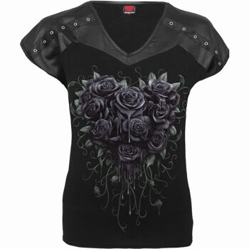 BLEEDING HEART - Top Clouté Aspect Cuir Noir 2