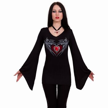 BAT'S HEART - Top Col V Manches Goth Noir 3