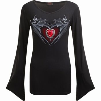 BAT'S HEART - Top Col V Manches Goth Noir 6