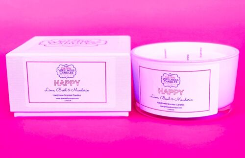 3 Wick Scented Candle 50cl - Happy