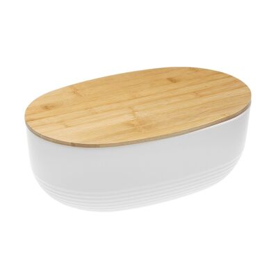 WHITE BREAD BASKET WITH BAMBOO TOP 19530293