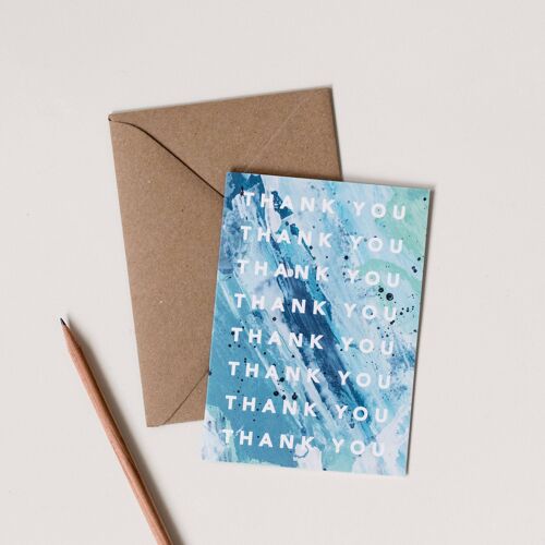 Blue Green Thank You Card