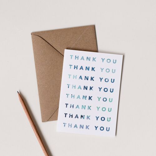 Blue Block Letter Thank You Card